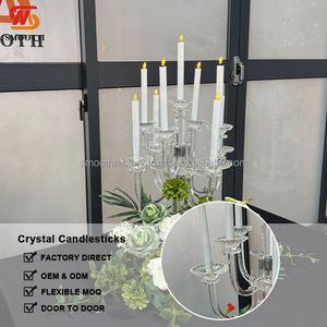 Candélabre en cristal transparent LEDA à 9 bras pour décoration de table de mariage, centre de table pour événements et célébrations de la Saint-Valentin - Product Image 4