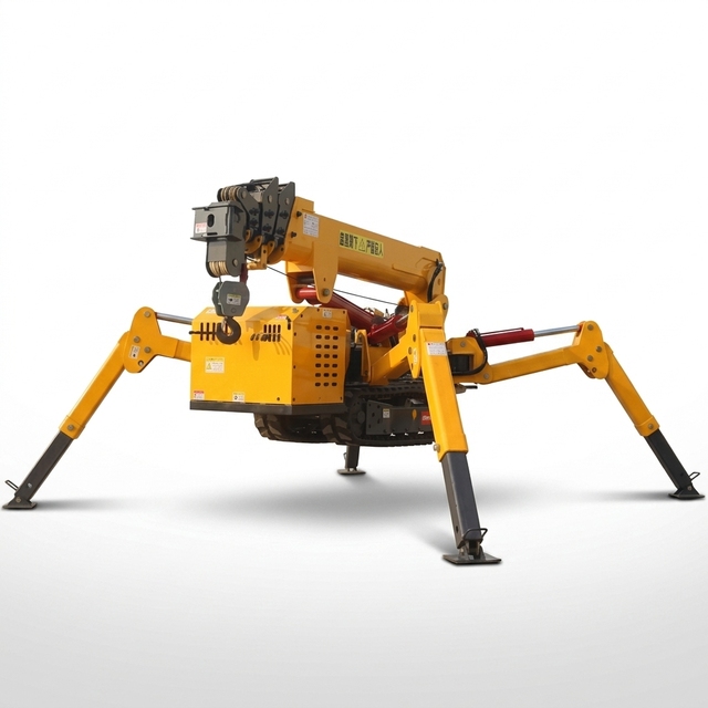 Hydraulic Telescopic Boom Spider Crane 1.2T-5T Diesel/Gasoline Powered 5-16m Lifting Height Wireless Remote Control Operation