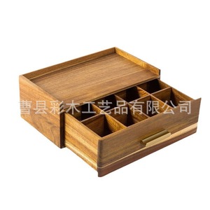 Wooden <b>Tea</b> Bag Storage <b>Box</b> With Drawer Compartment For Desktop Organizing - Product Image 5