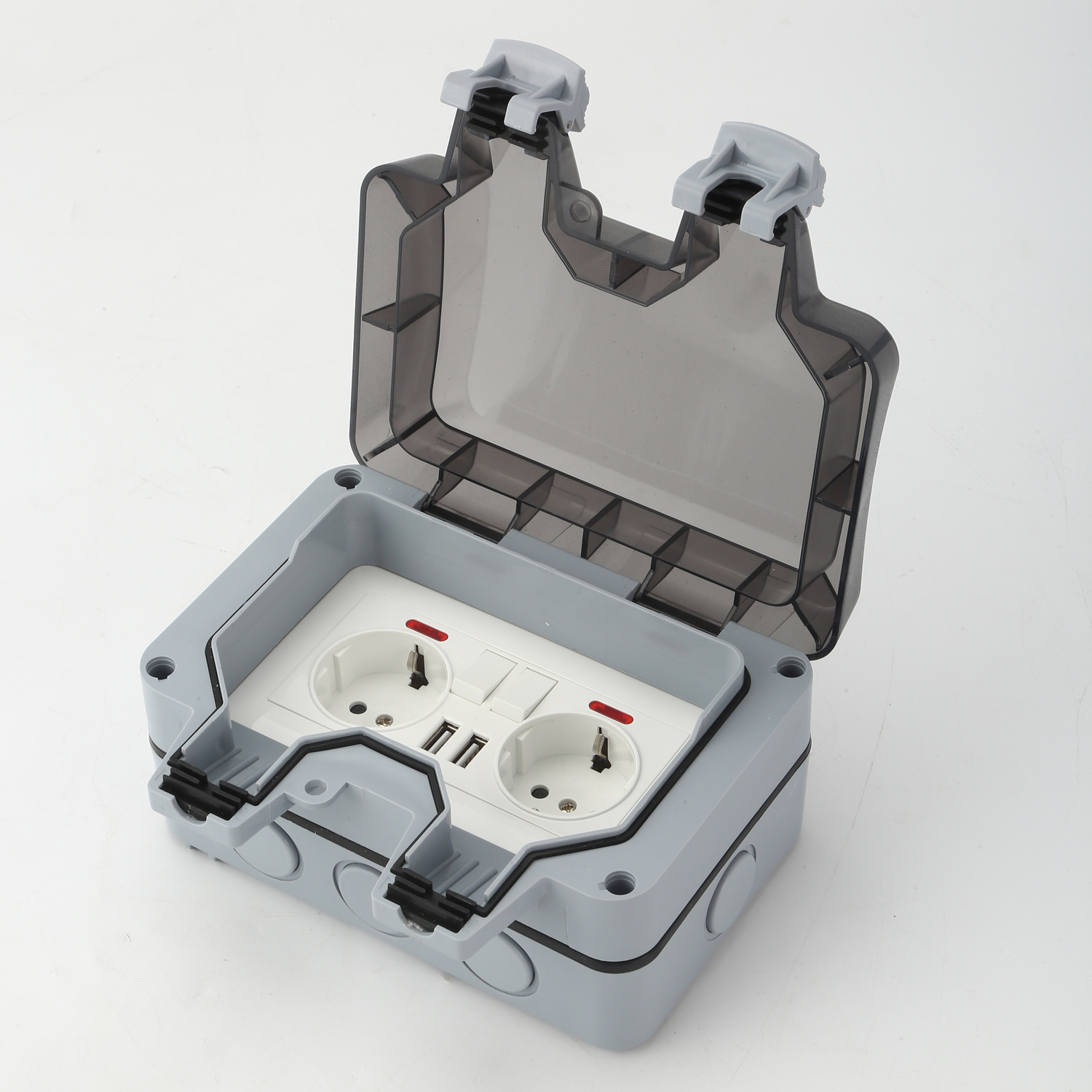 IP66 Universal Electric Wall Multi Outdoor Waterproof EU Switched Sockets USB Electrical Germany Latest MPG2G