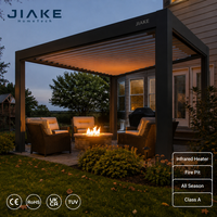 Pergola en aluminium Jiake avec chauffage infrarouge intégré, toit à lames motorisées pour foyer extérieur toutes saisons, idéale pour les rassemblements en plein air