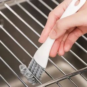 1PC Multifunctional Stainless Steel & Nylon Barbecue Kit <b>Net</b> Cleaning Brush with V-shaped Hooked Scraper <b>Kitchen</b> Gadget - Product Image 4