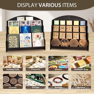 Cross-border wooden tiered <b>shelf</b>, greeting card organizer, postcard display rack, <b>desktop</b> sticker and picture book display rack - Product Image 4