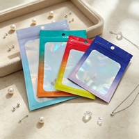 Faible MOQ 100 pièces – Sacs personnalisés en Mylar holographique avec fermeture éclair transparente, pochettes d'emballage en aluminium pour aliments et produits de détail
