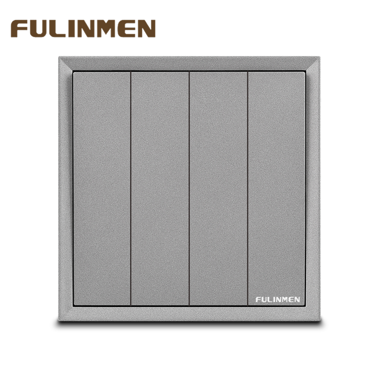 Grey Color Electric Board Switch Wall Light 4 Gang 1 Way
