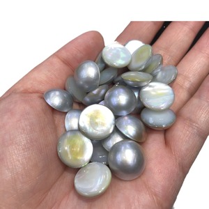 AA Belle Mabe <span class=keywords><strong>Perle</strong></span> <span class=keywords><strong>Perle</strong></span> Bijoux 12-18mm Argent Bleu Semi Rond Mabe Perles pour Bagues et Boucles d'Oreilles Fabrication - Product Image 3