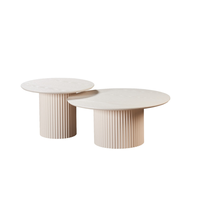 Table basse ronde moderne 2025 en bois et marbre doré pour café