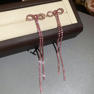 โบว์ประดับเพชรประดับพู่ยาวต่างหูแฟชั่นและหลากหลายต่างหูหรูหราระดับไฮเอนด์ - Product Image 2