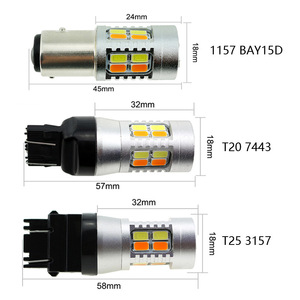 หลอดไฟ LED 1157 แบบสองสี T25 BAY15D P21/5W W21/5W 7443 7440 T20 ไฟรถยนต์สีขาว/เหลืองอำพัน 5630 20SMD ไฟเลี้ยว - Product Image 2