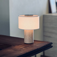 Lampe de table portable en marbre naturel nordique, abat-jour en tissu, LED tactile à intensité variable, lampe de chevet de luxe pour chambre à coucher, salon