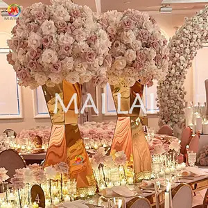 Wedding Table Decorations Mirror Gold Flower Stand Fancy Event Centerpiece Flower Rack