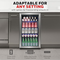 Refrigerador y Enfriador Comercial de Bebidas, Mini Nevera de 122 Latas con Puerta de Vidrio para Refrescos, Cerveza o Vino, para Oficina o Bar