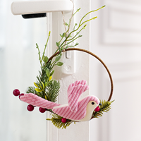 Ornement suspendu en forme d'oiseau en peluche pour couronne de Noël, figurine pour branche d'arbre de Noël, support mural et de porte, accessoires de décoration pour scène de sapin de Noël