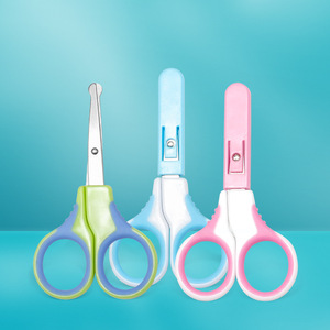 Lu Ban's Work Student Scissors Round Tip With Sleeve Portable Paper Cutting Craft Scissors For Home Use - Product Image 1