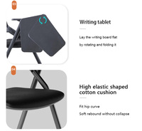 Chaise de formation moderne pliable en maille avec accoudoirs réglables et tablette d'écriture, siège pivotant et base métallique pour utilisation en classe