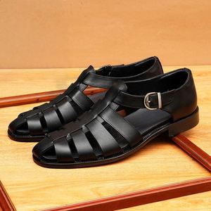 Men's Summer Breathable Genuine Leather <b>Sandals</b> Outdoor Casual Flat <b>Sandals</b> High-Quality Handmade <b>Sandals</b> - Product Image 4