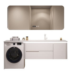 <span class=keywords><strong>Mobile</strong></span> <span class=keywords><strong>Bagno</strong></span> in Legno Massello Verniciato <span class=keywords><strong>con</strong></span> Lavabo Integrato in Acrilico Termoformato e <span class=keywords><strong>Mobile</strong></span> Lavatrice - Product Image 5