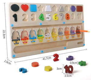 Juguete Educativo de Madera Tres en Uno Shine Pep para la Primera Infancia, con Formas Geométricas, Números y Cuentas para Clasificar - Product Image 6