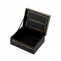 Boîte en papier noir de luxe, logo personnalisé, boîte rigide pliable en carton, fermeture magnétique, boîte cadeau, doublure en satin de soie, ruban, boîtes d'emballage