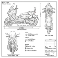 Scooter à essence ADV haute performance 300cc, moteur monocylindre EPA, système de freinage ABS, freinage EFI F/R, vitesse maximale de 120 km/h, scooter en stock