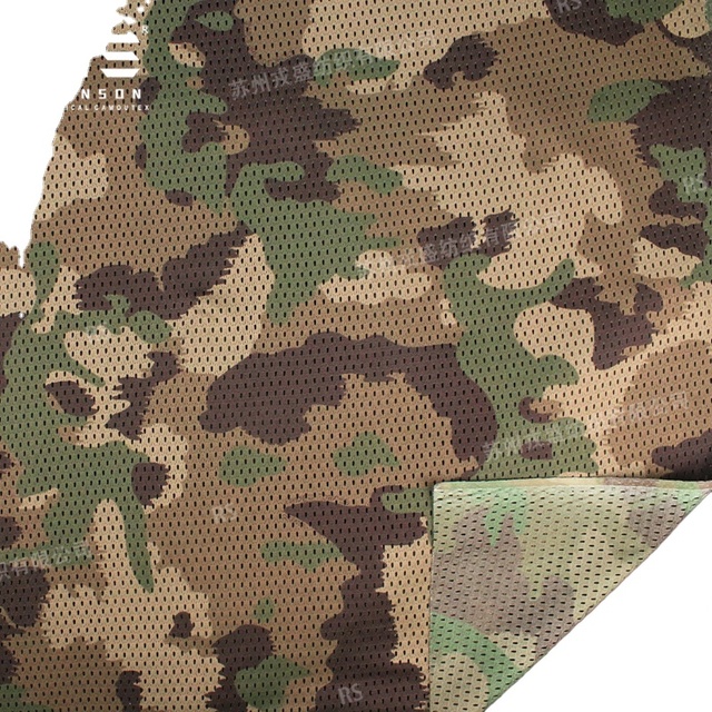 TAZ16 Switzerland Woodland Camouflage Mesh 120gsm Light Weight Polyester Printed Mesh Fabric for Tactical Face Mask Scarf
