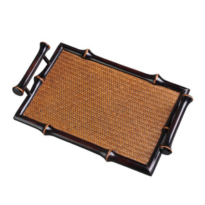 Bandeja de té de bambú tejida de inspiración zen china, mesa para preparación de té en seco, bandeja de almacenamiento para set de té, posavasos, tapete para té, bandeja para set de té - Product Image 5