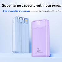 Batterie externe 20000 mAh 10000 mAh 22,5 W à charge rapide, grande capacité avec cordon intégré, alimentation mobile, chargeur multi-ports