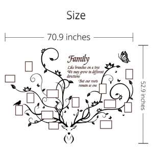 Décoration murale d'arbre généalogique pour salon 3D cadre photo amovible Collage bricolage autocollants acryliques avec tête de cerf et citation - Product Image 2