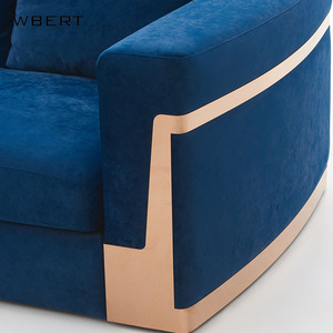 Juego de Sofás de Cuero de Alta Gama Estilo Italiano Moderno WBERT, <span class=keywords><strong>Muebles</strong></span> Tapizados de Lujo Ligero para Villa, Sofá de Tela de Terciopelo para Sala de Estar - Product Image 6