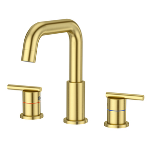 Dual Handle Widespread Bathroom <b>Brushed</b> Finish Lavatory Faucet 3 Hole 360° Swivel Spout Vanity Sink Basin Faucets - Product Image 2