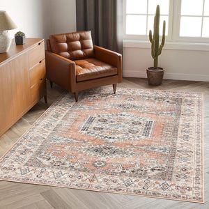 Tapis persan XYY rectangulaire 8x10 antidérapant pour salon, chambre, bureau, entrée, style ethnique vintage - Product Image 1