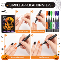 Stylo à ongles Halloween 6 couleurs séchage rapide sans odeur, stylo de nail art, outils de manucure DIY, service OEM personnalisé