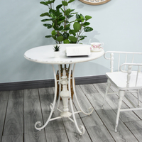 Table basse d'extérieur ART NEST, style vintage, en fer forgé vieilli, finition blanc délavé, durable, montage facile, accent décoratif