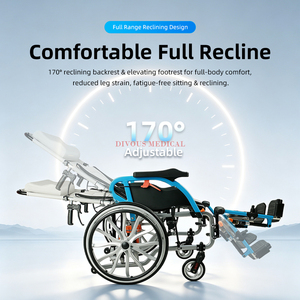 Fauteuil roulant manuel pliable et inclinable en alliage d'aluminium léger de haute qualité pour personne handicapée - Product Image 5