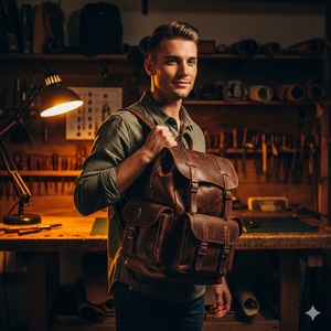 Nouveau sac à dos en cuir Crazy Horse de <span class=keywords><strong>style</strong></span> britannique pour hommes, grande capacité, rétro, voyage en plein air, sac à dos en cuir de vachette personnalisé - Product Image 4