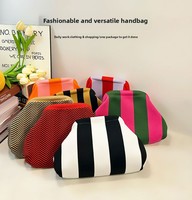 Sac à main rayé pour femme avec logo personnalisé, pochette tricotée tendance, sac de soirée rayé pour femme, sac de loisirs grande capacité, trousse de maquillage