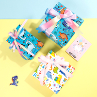 Papier d'emballage de luxe personnalisé en rouleau, 80g, enduit de silicone, doré, pour anniversaire, 43*300cm, vente en gros