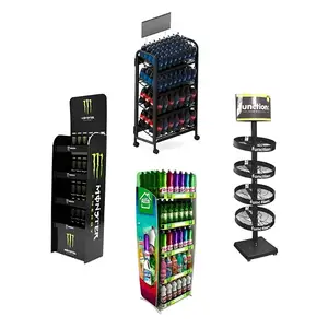 Hot Sale Floor Display Rack Drink Candy Snacks Stand Food Beverage Metal Cans Shelf for Retail Store