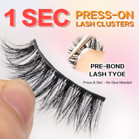 Cils faux 3D autocollants à presser, sans colle, doux, réutilisables, pré-collés, demi-bande, vente en gros