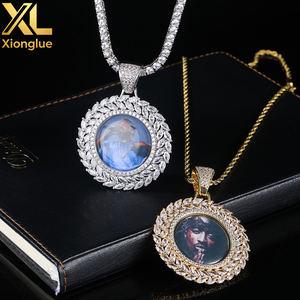 Collier pendentif personnalisé avec cadre médaillon pour photo, serti de zircons, pour femme - Product Image 5