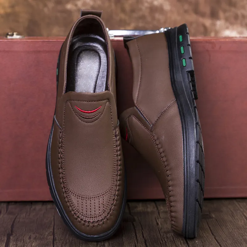 Men's Pure Color Slip-On Platform Loafers Casual Shoes