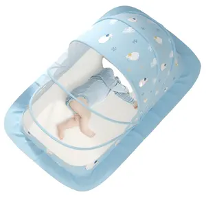 Popular sale solid color foldable baby cot full cover universal anti-mosquito cover bottomless crib