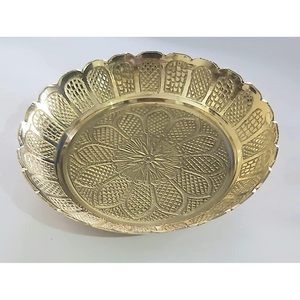 PARIJAT Artisanat Petite Assiette En Laiton Gaufré Vaisselle De Service Polyvalente Pour La Nourriture Indienne 3.2 Pouces Design Floral pour - Product Image 5