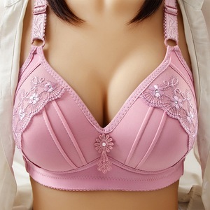 Reggiseno push-up senza ferretto con stampa floreale, coppe grandi per donne con <span class=keywords><strong>seno</strong></span> abbondante, bralette sottile e morbida, intimo senza imbottitura, reggiseno modellante senza cuciture, taglie forti - Product Image 2