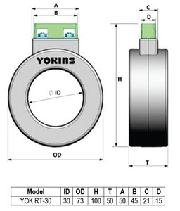 Transformateur de courant YOKINS 1500/5A, CT 1500A pour ampèremètre, CT rond en polycarbonate RT72 avec bornes et capuchon de protection - Product Image 3