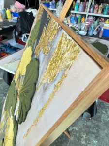 Grande <span class=keywords><strong>Peinture</strong></span> à l'Huile sur Toile Texturée de Luxe avec Motif Floral Ginkgo pour Salon <span class=keywords><strong>Moderne</strong></span> - Product Image 5