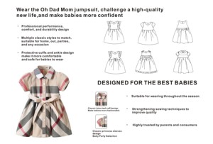 Abito in cotone per neonata per feste estive, abito a quadri per bambini con graziosi motivi animali - Product Image 4