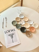Stonekocc D10CM Vintage Wabi Sabi Plaque Marbre Plateau De Service Petit Plat Travertin Pierre Bijoux Mini Bibelots Vanity plateau Décor