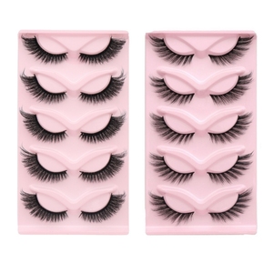 5 paires/plateau 3D stéréo Cat Eye Contour chaîne naturelle facile à utiliser longue durée vison cheveux synthétiques renard faux cils 0.07mm - Product Image 1