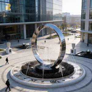 Fontana Circolare in Acciaio Inossidabile RELONG, Design Personalizzato, Arte Moderna in Vendita - Product Image 4